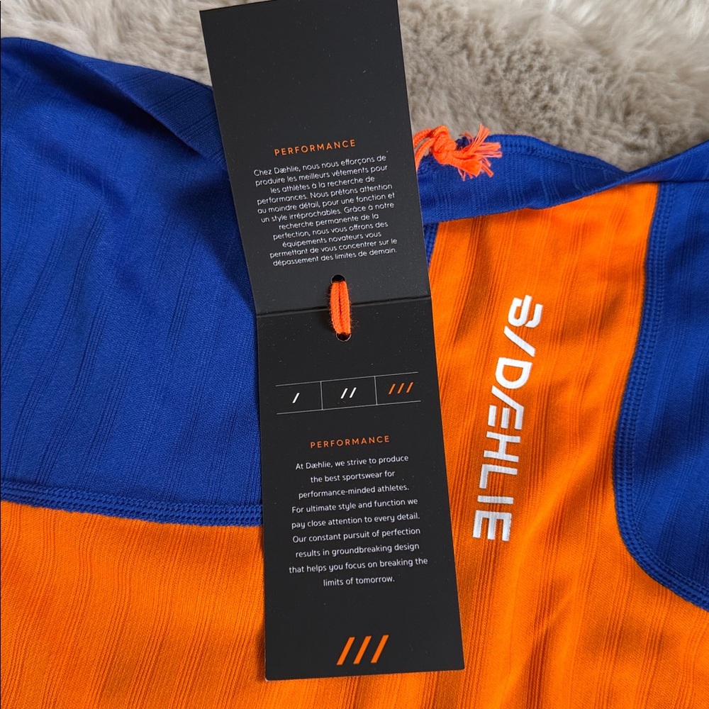 NWT Bjorn Daehlie Training Tech Long Sleeve W Medium Base Layer Blue Orange - Picture 6 of 10